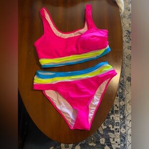 Womans NWT Neon Pink Bikini size XXL